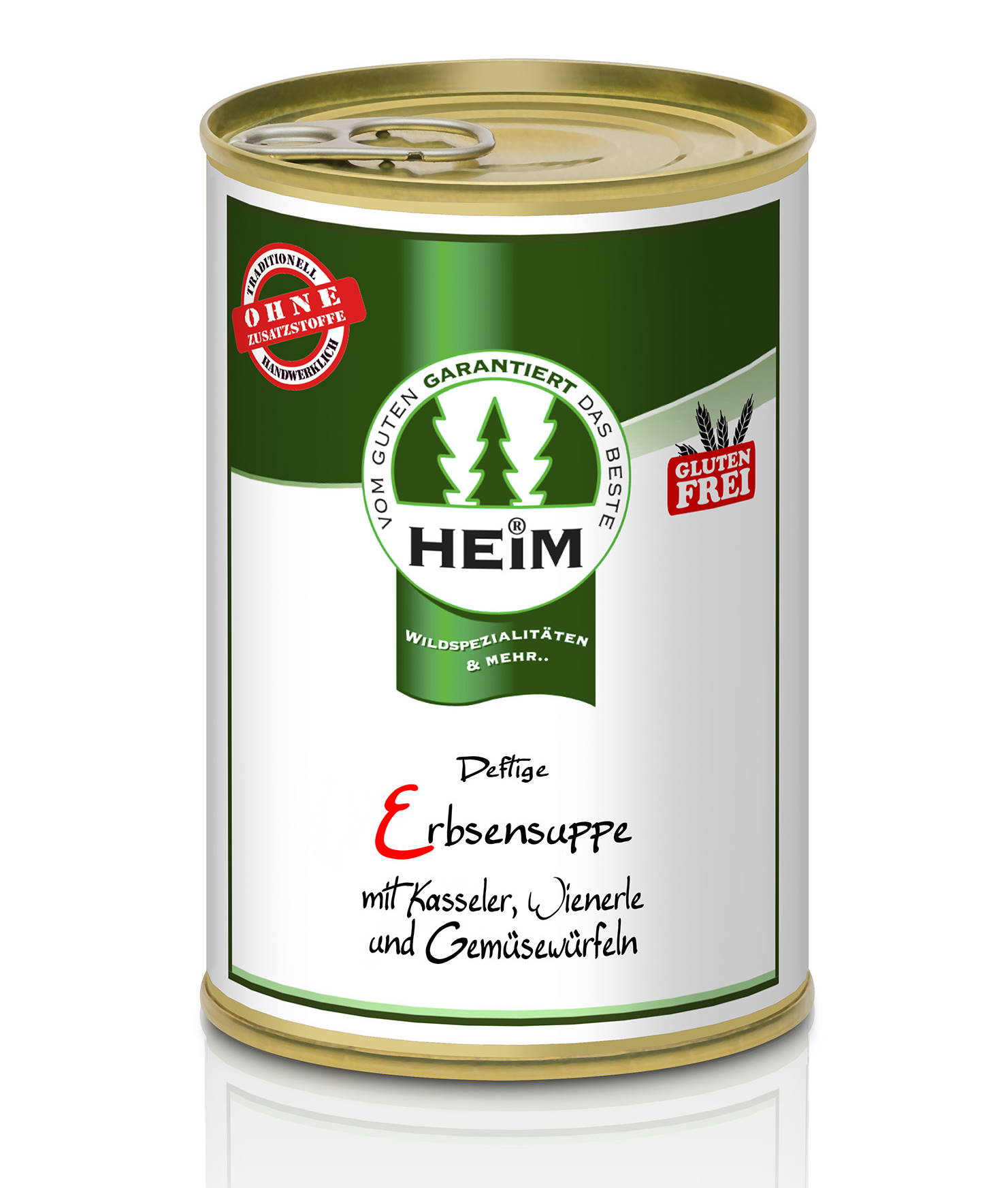 Deftige Erbsensuppe mit Kasseler, Wienerle und Gemüsewürfeln (glutenfrei), HEIM 0,4 l