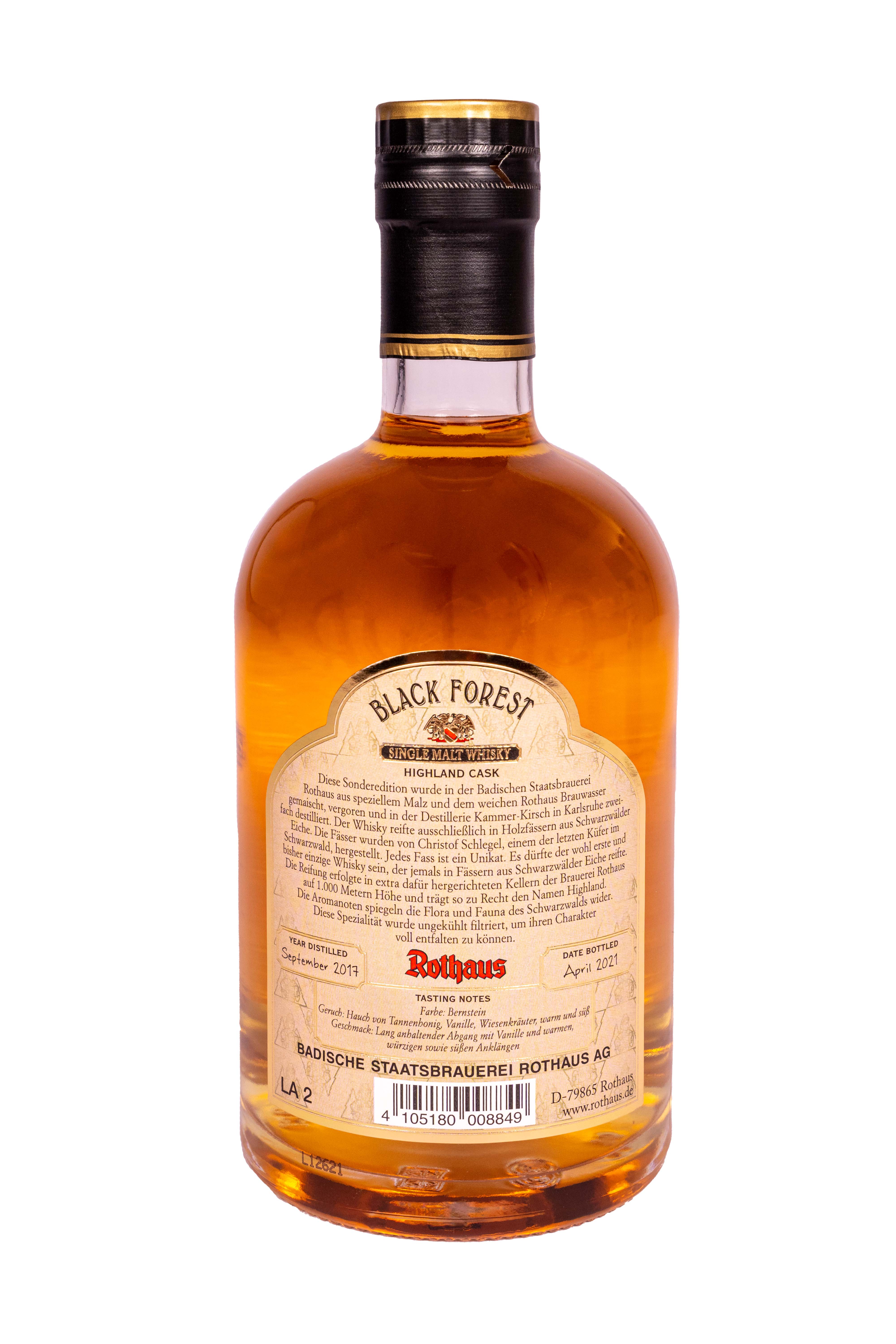 Black Forest Highland Cask Rothaus Single Malt Whisky 0,5 l