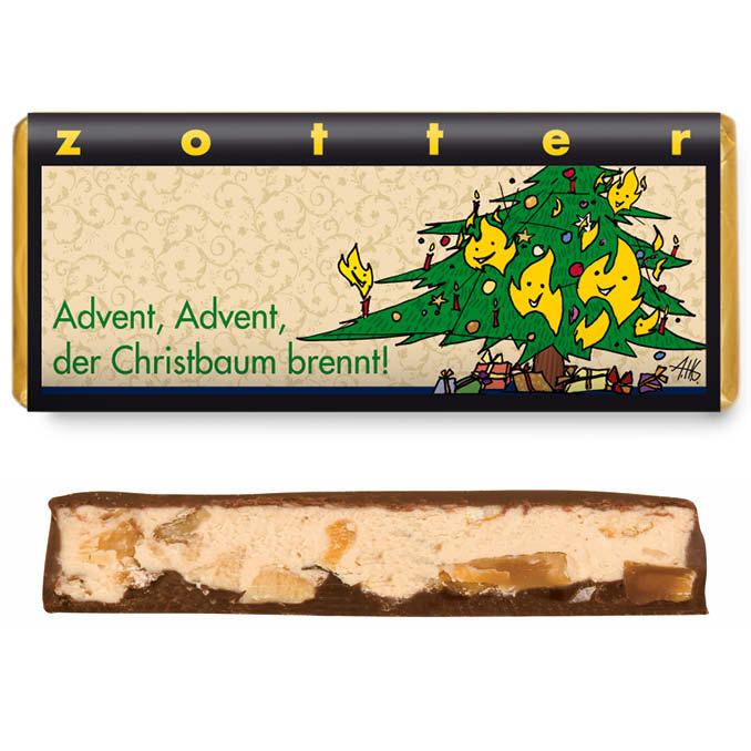 BIO Advent Advent, der Christbaum brennt, Zotter Schokolade 0,07 kg