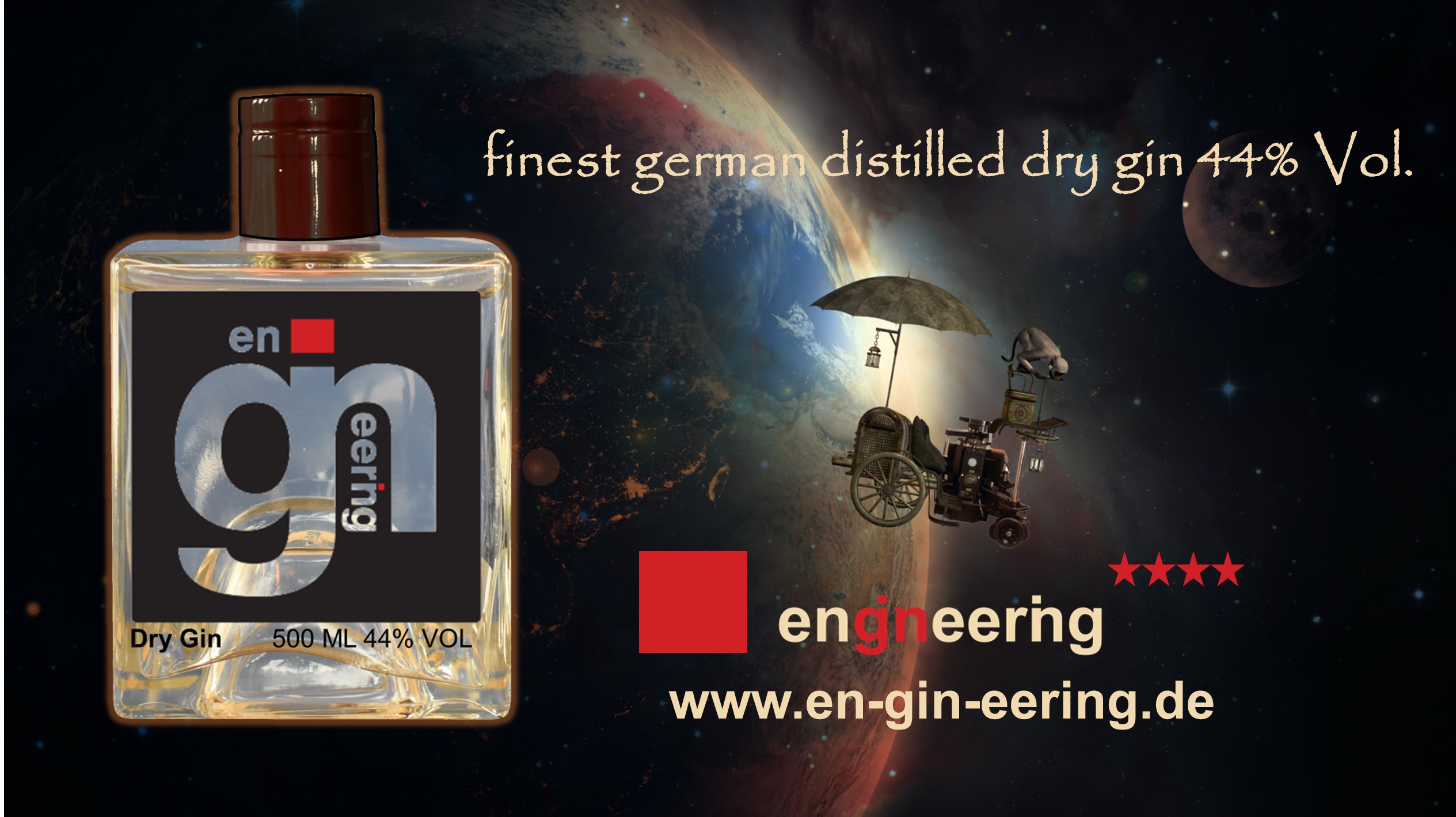 Distilled Dry Gin enGINeering 44% VOL 0,5 l